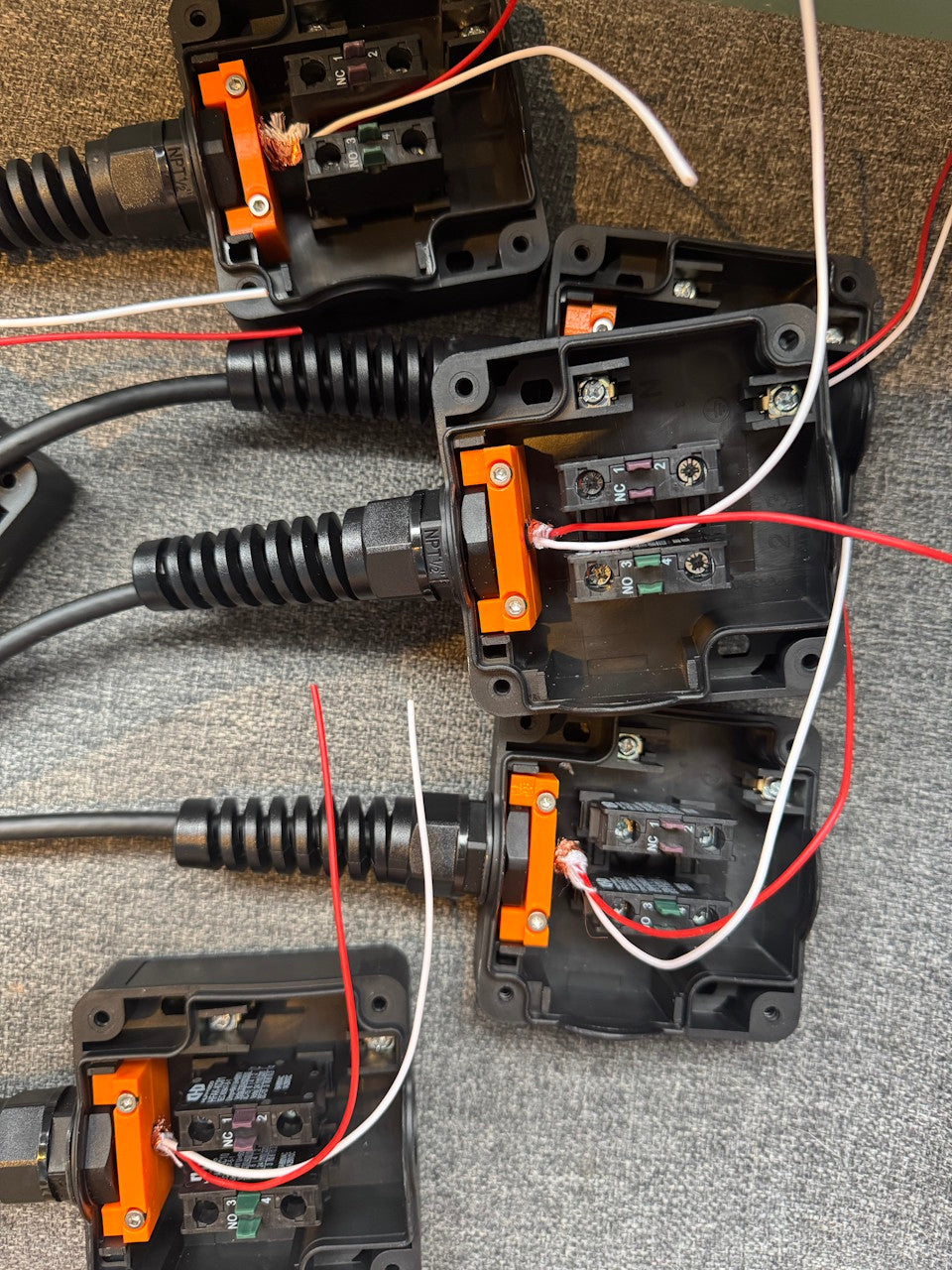 Our buttons are designed to take a beating. Custom strain reliefs to minimize the change of the cabl ever pulling out